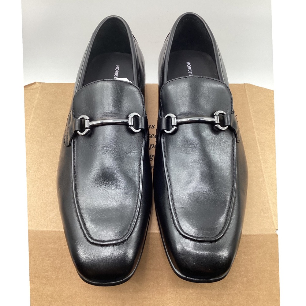 Nordstrom Mens Black Leather Bit Loafers Dress Shoes Size 14M RN 58665